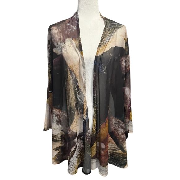 Bryn Walker Sheer Watercolor Art Print Kimono Jacket – Made in USA – Size S - Picture 2 of 8